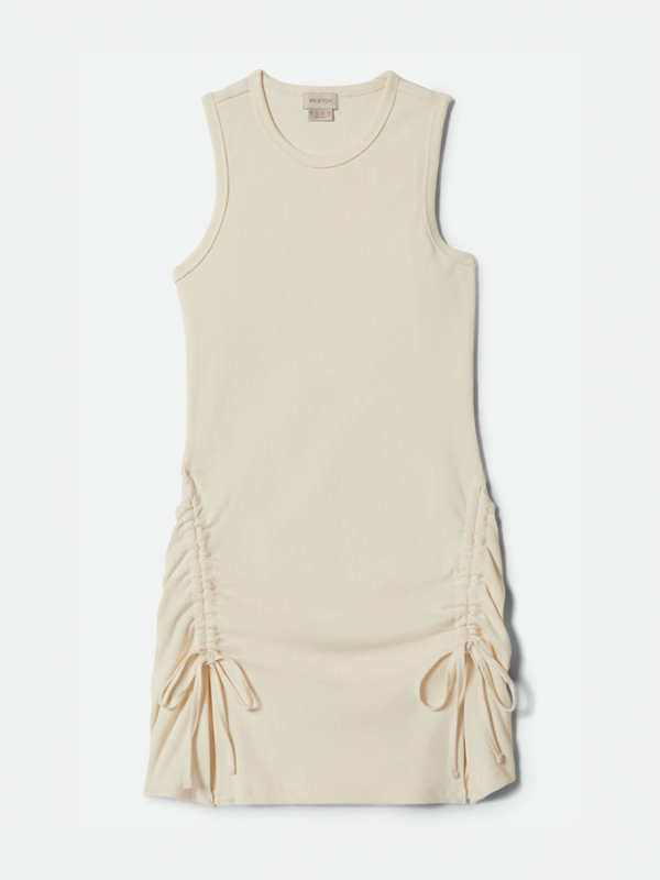 Ribbed Cinch Mini Dress: Off White