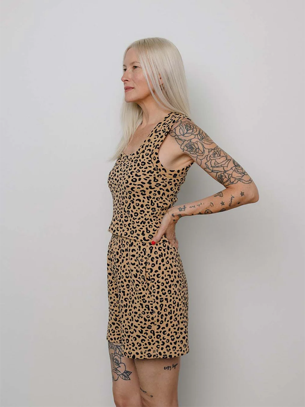 Noble Waffle Square Crop Tank: Leopard