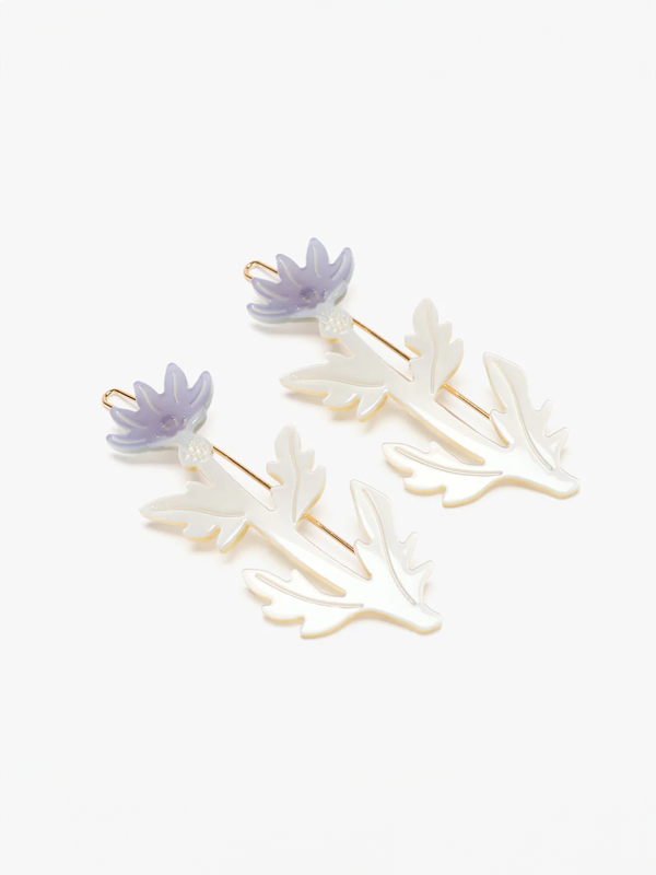 Thistle Purple Flower Barrettes: Set of 2