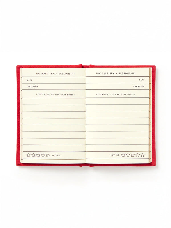 Tiny Sex Diary featuring a compact, playful design with prompts for jotting down intimate thoughts and experiences, perfect for personal reflection or fun keepsakes.