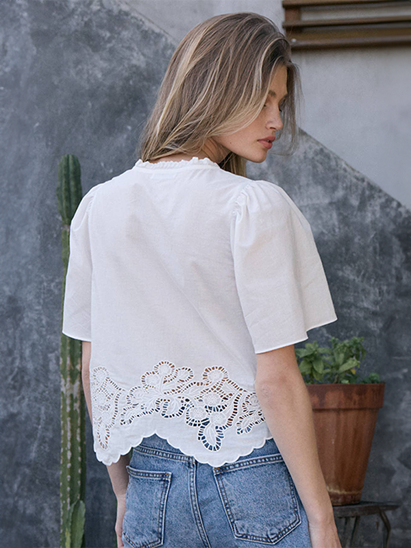 Scallop Hem Blouse: White