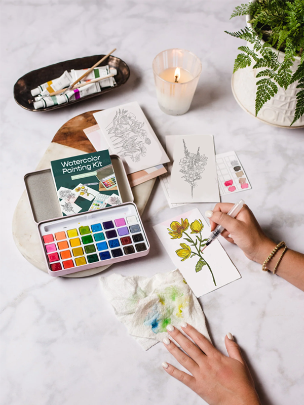 Watercolor Painting Kit: Tropical Florals