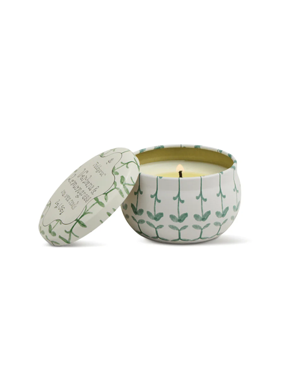 Tulip Printed Tin Candle: Verbena & Lemongrass