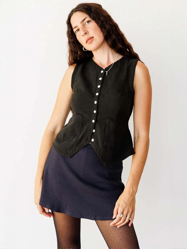 Noble Flared Vest: Ash