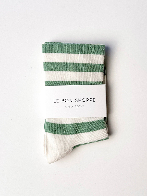 Wally Socks: Wide Matcha Stripe