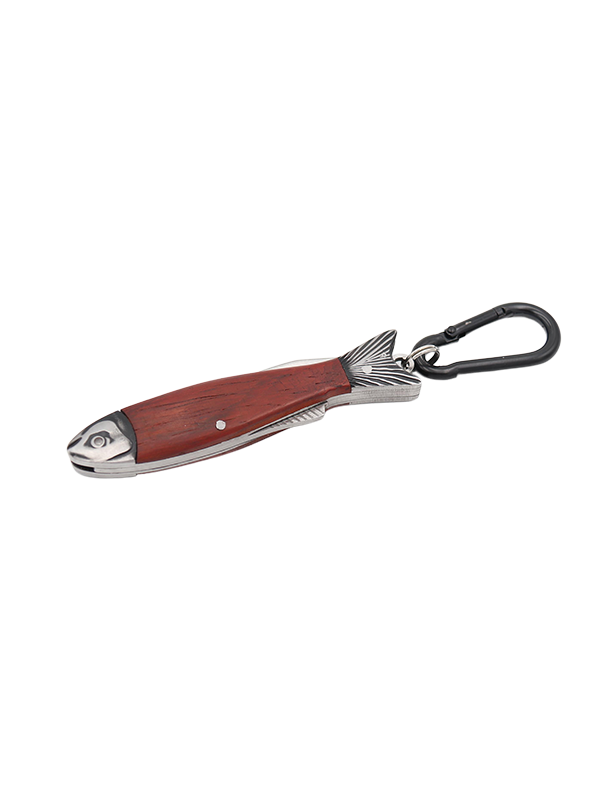 Pocket Fish Knife Keychain: Wood