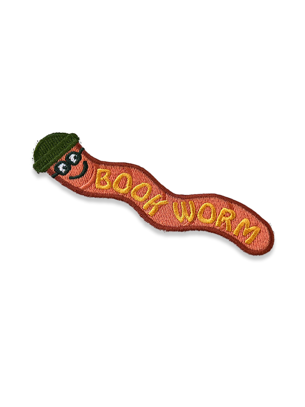 Book Worm Embroidered Bookmark: Orange