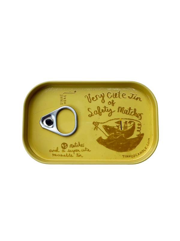 Very Cute Tin of Safety Matches: Yellow