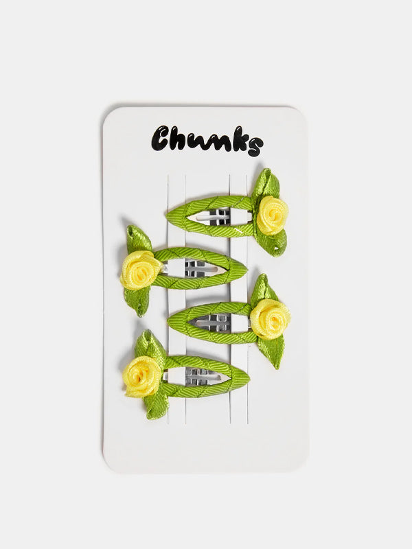 Rosette Snap Clips: Yellow (Set of 4)