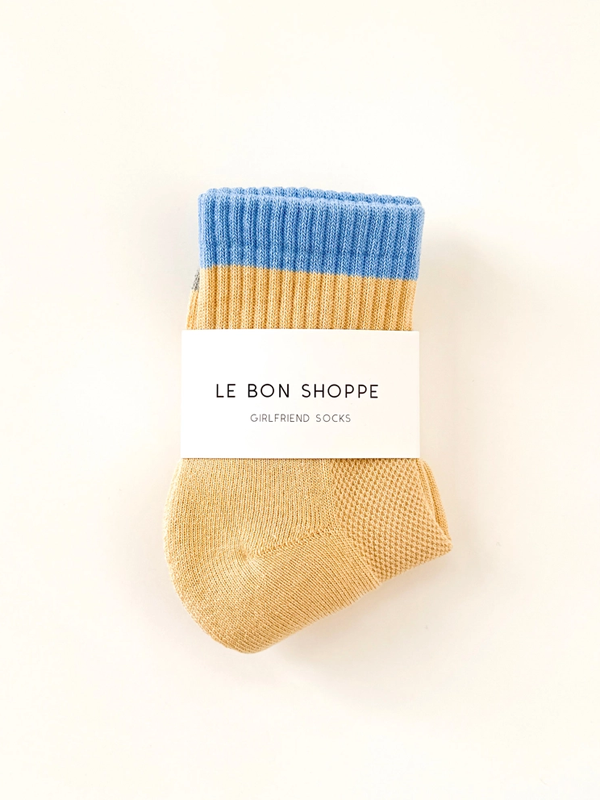 Color Block Girlfriend Socks: Yellow Blue