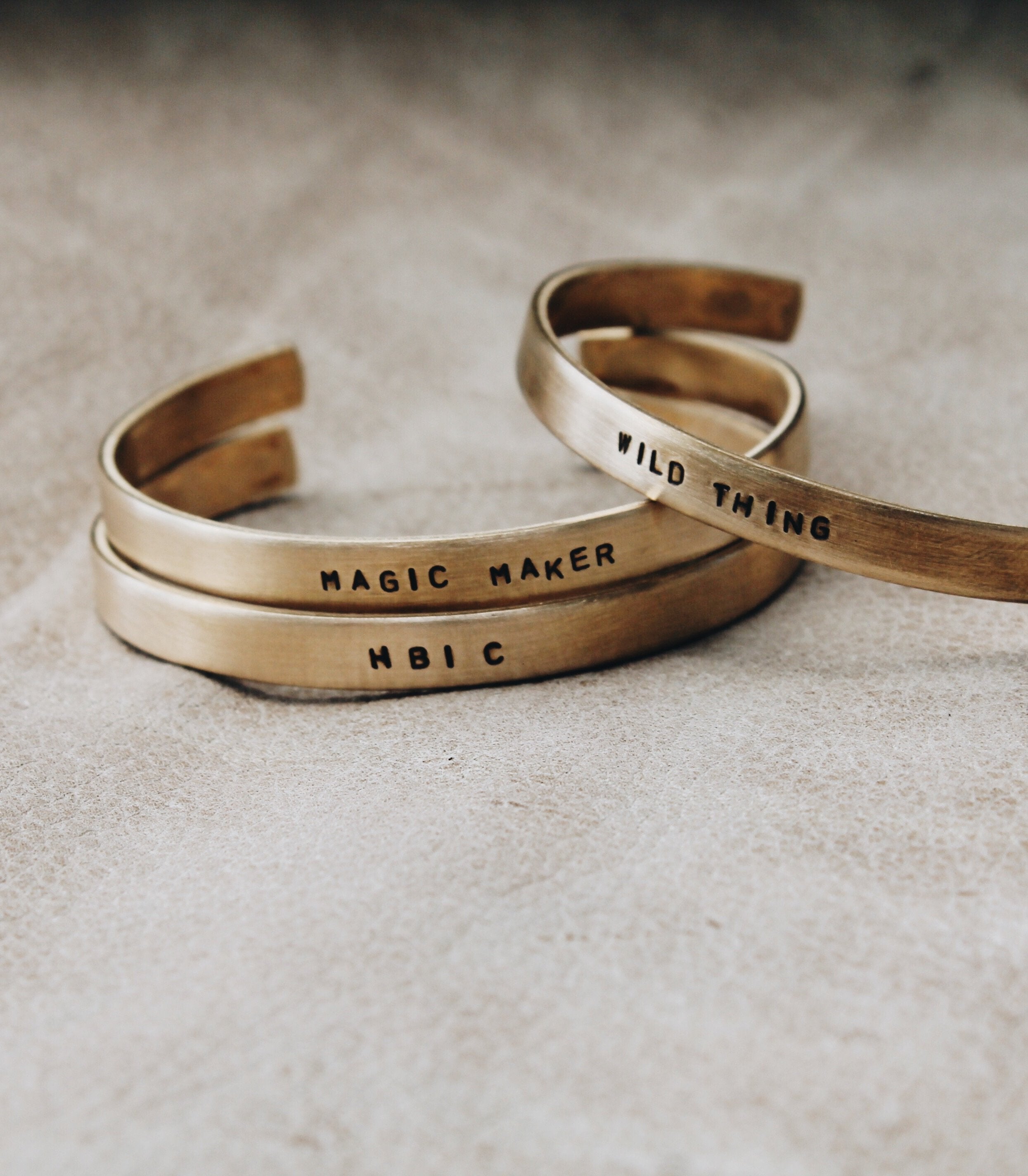 Hand Stamped Skinny Brass Cuff