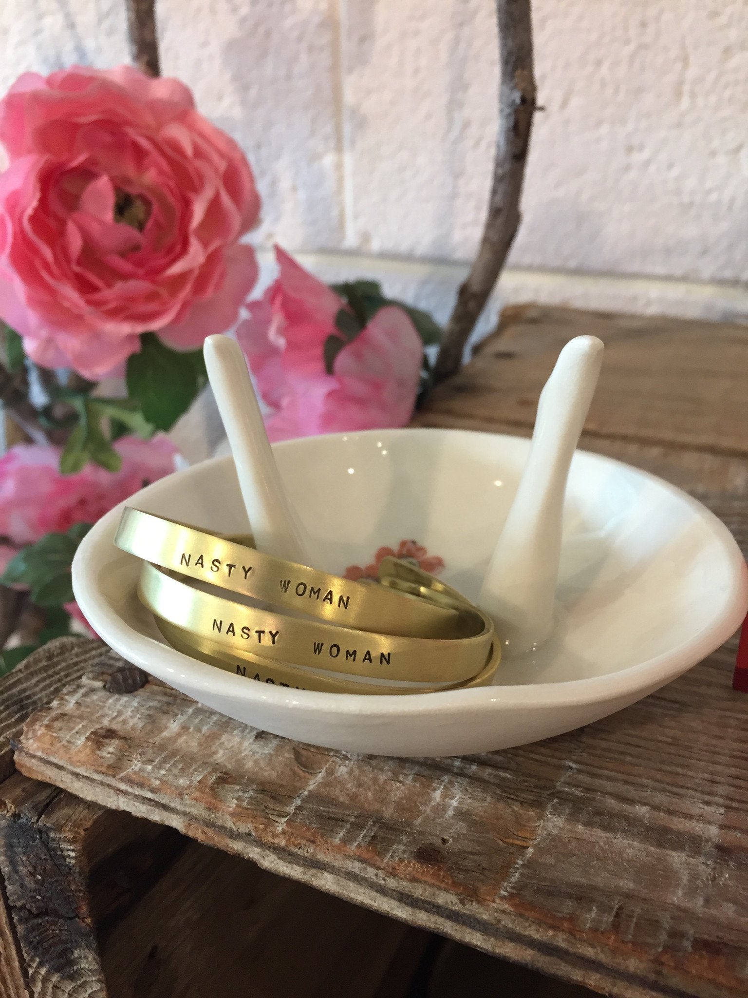 Hand Stamped Skinny Brass Cuff