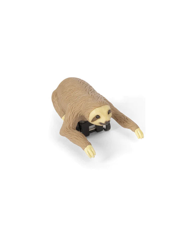 Racing sloth toy featuring a cute sloth character in a racing pose, perfect for playful fun and adding a whimsical touch to your collection.