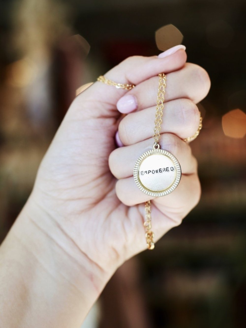 custom stamped necklace jewelry token vintage brass personalized
