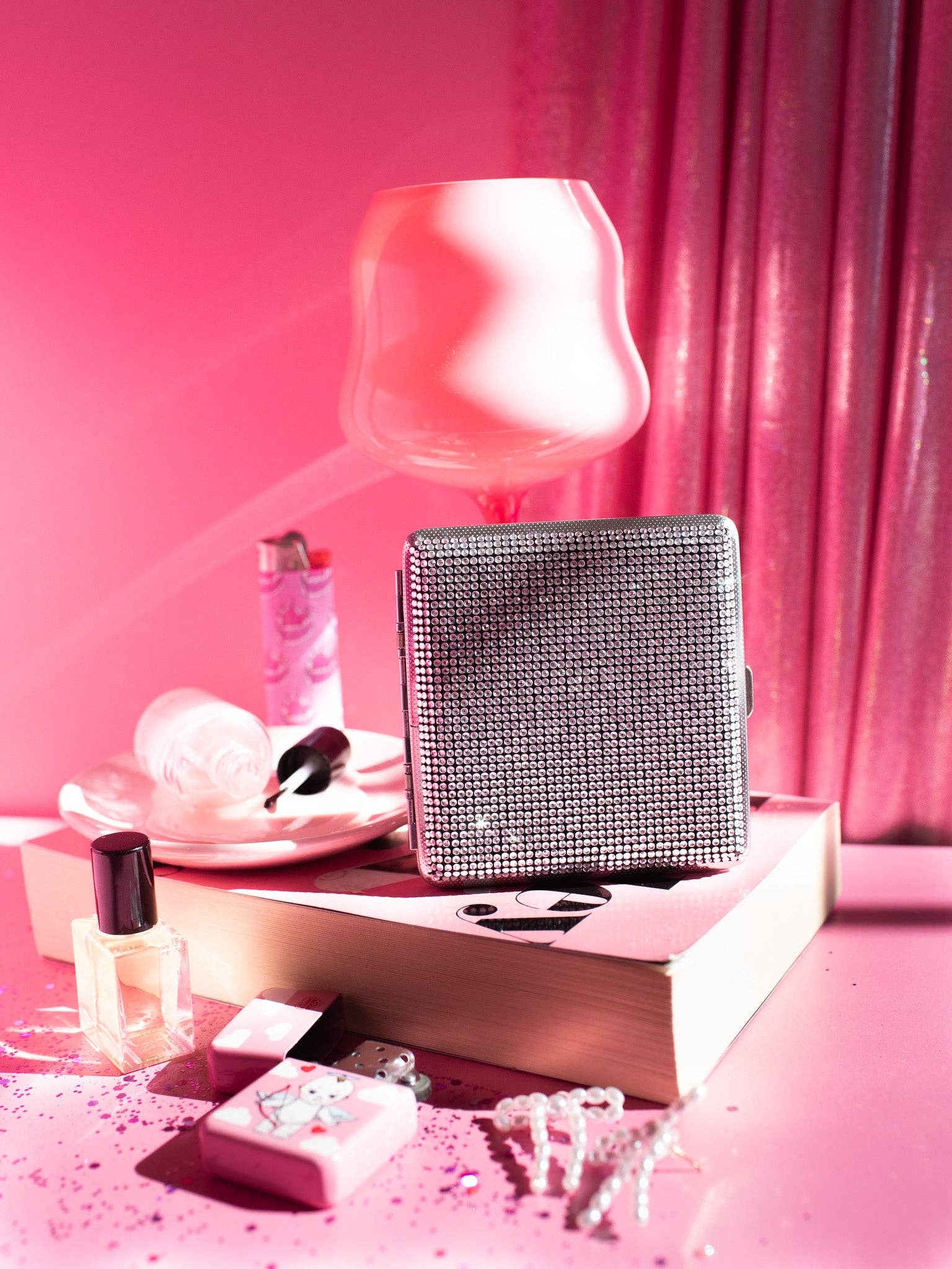 Rhinestone Cig Case: Silver
