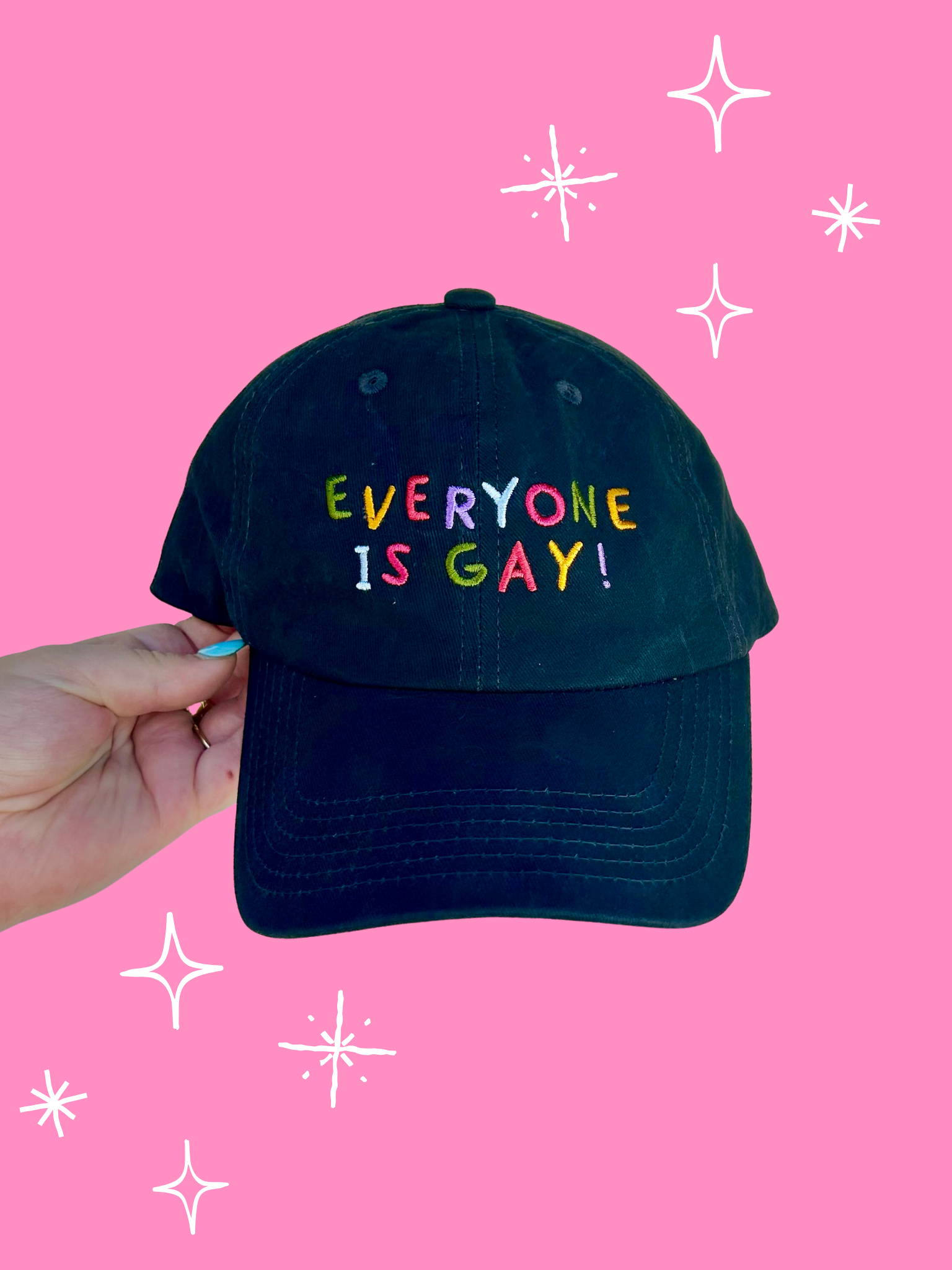 Everyone Is Gay Baseball Hat: Washed Black Denim