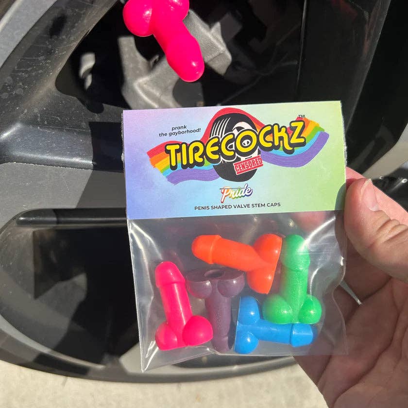 TireCockz Weenie Shaped Valve Stem Caps: Pride Edition
