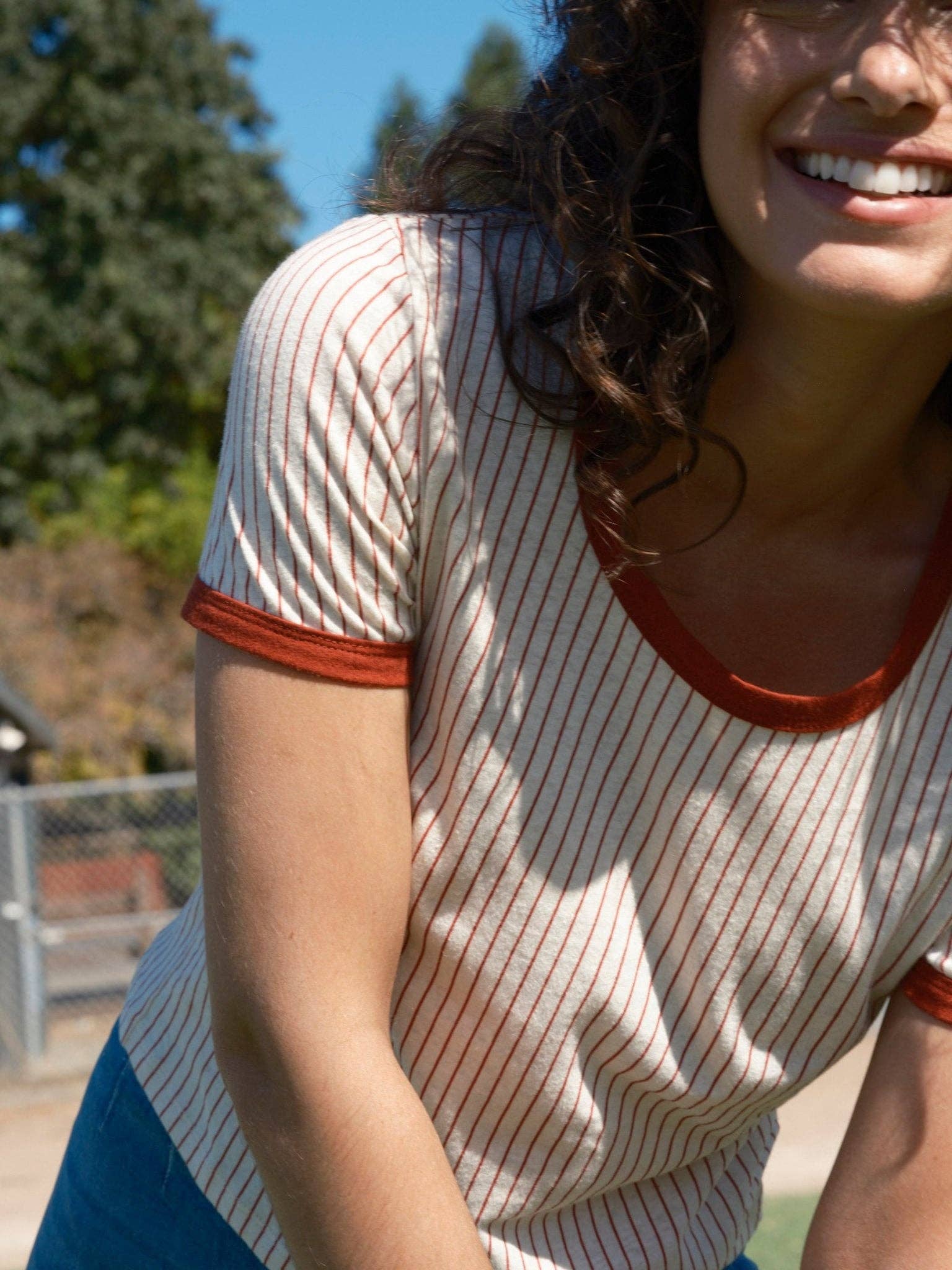 Ringer Tee: Red Pinstripe