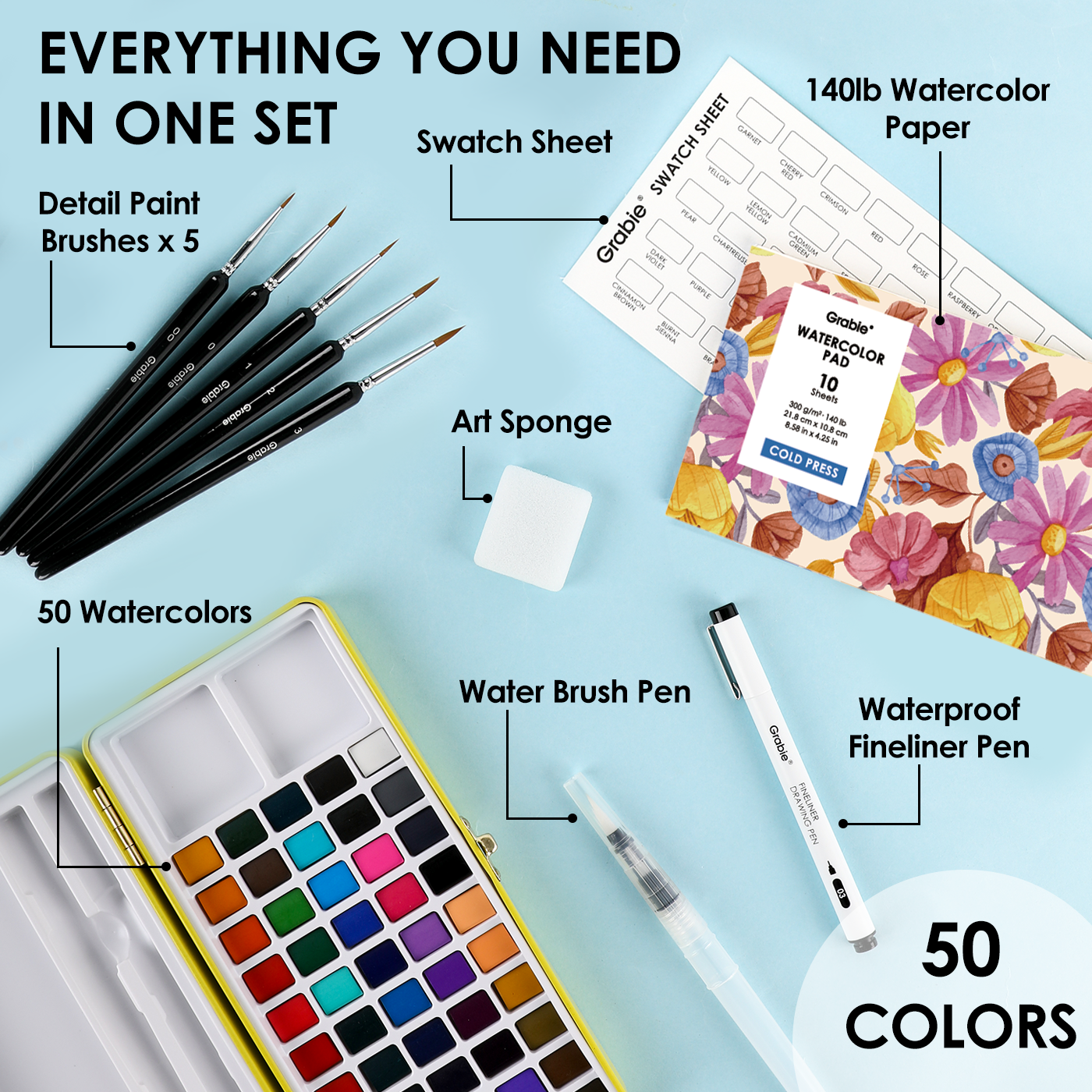 All-In-One Premium Watercolor Set of 50