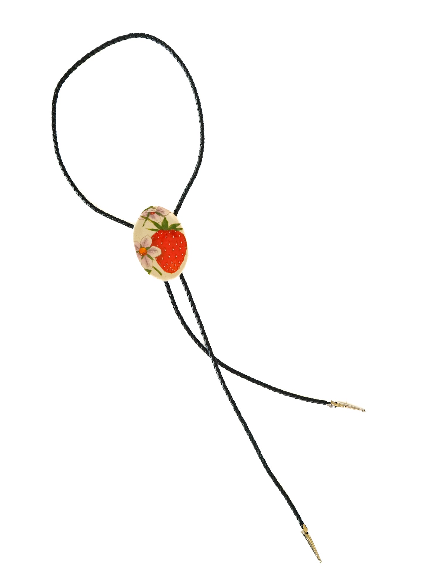 Bolo Tie: Strawberry (Black Cord)