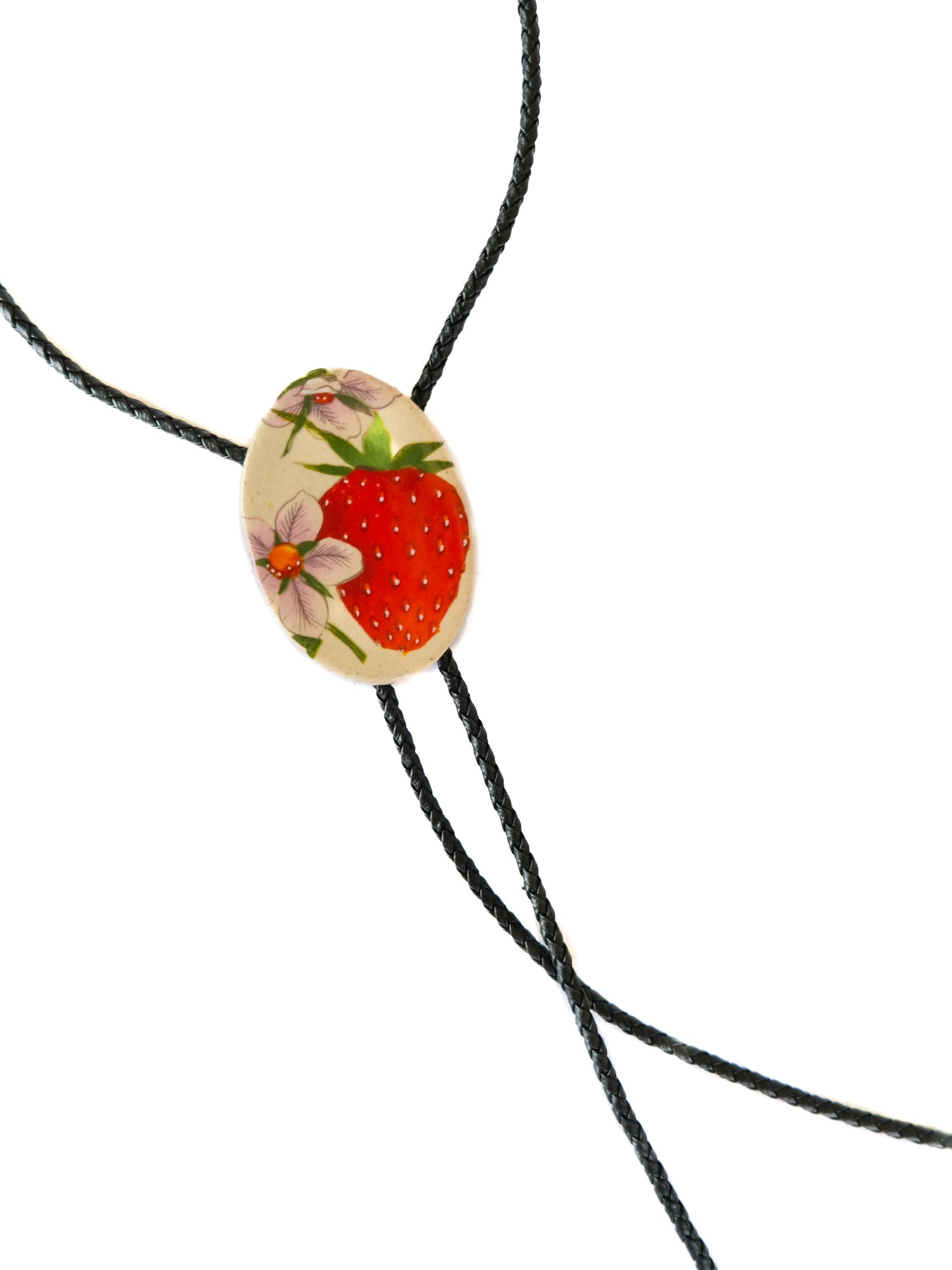 Bolo Tie: Strawberry (Black Cord)