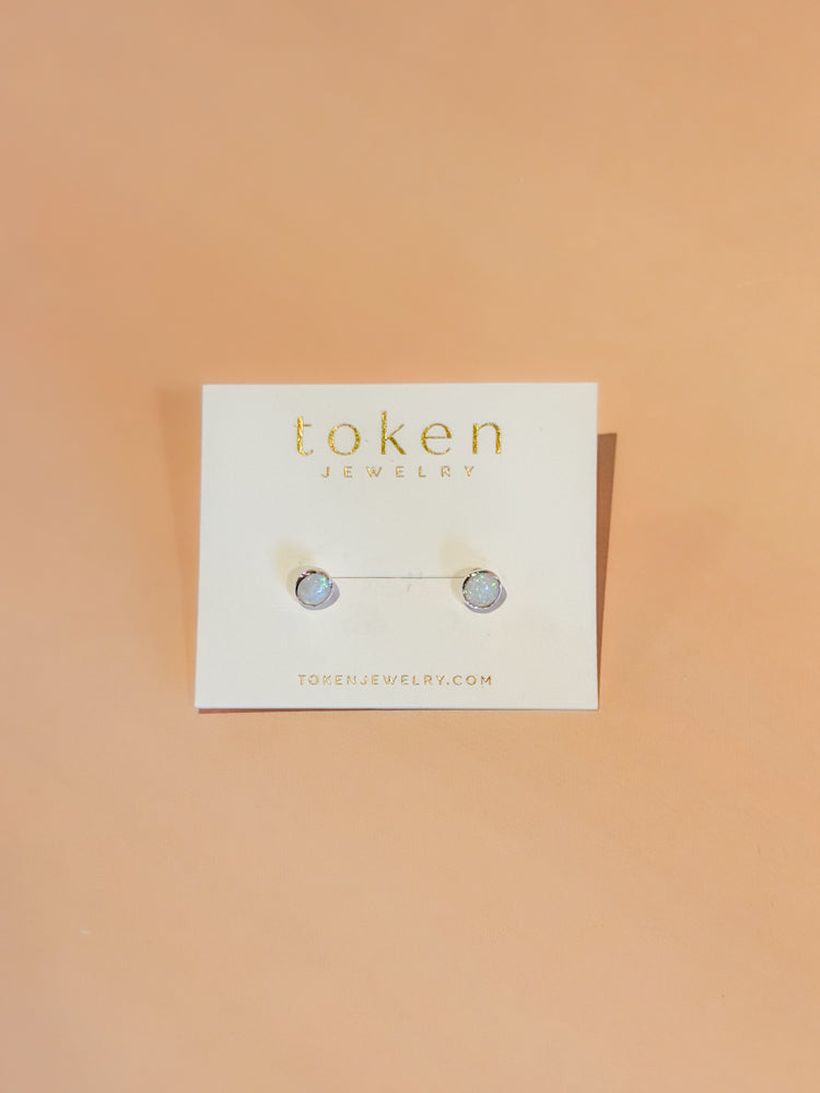 Opal Studs: Sterling Silver