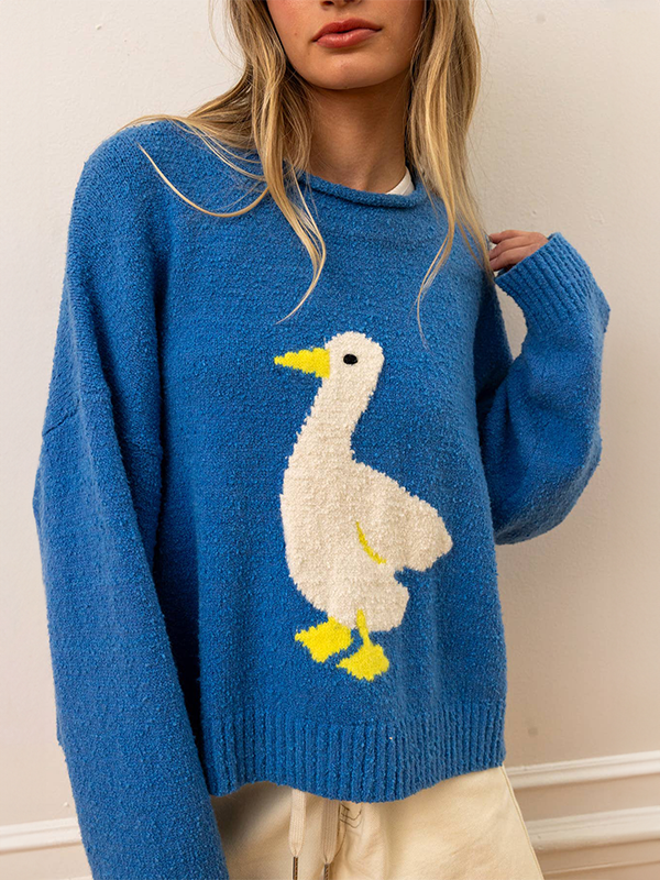 Goose Knit Pullover: Sky Blue