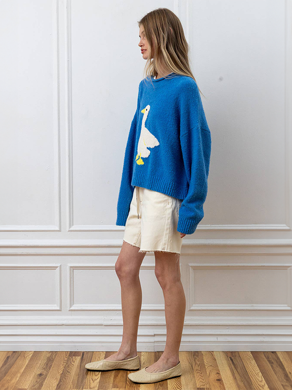 Goose Knit Pullover: Sky Blue