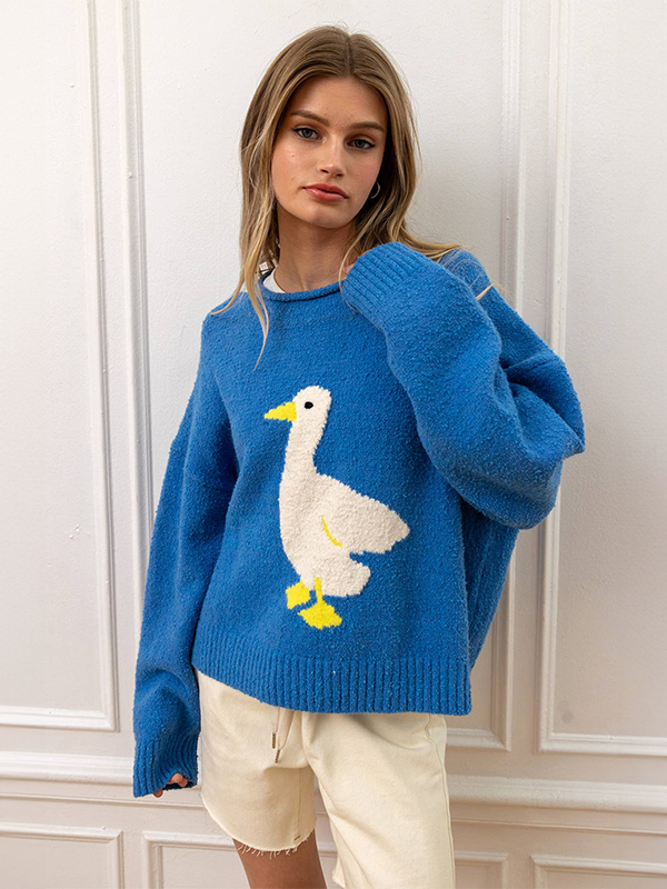 Goose Knit Pullover: Sky Blue