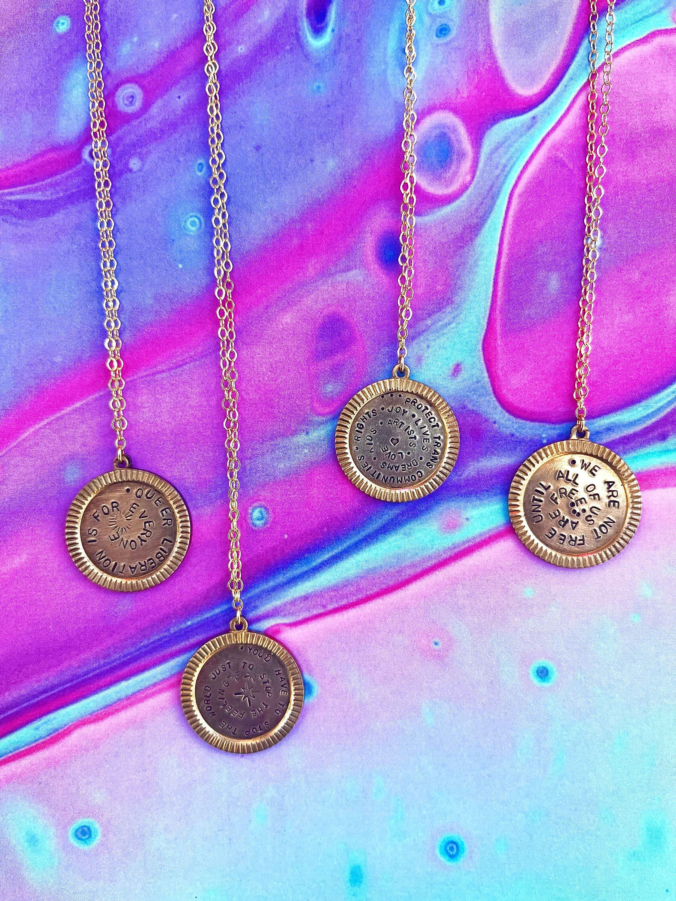 Vintage Token Hand Stamped Brass Necklace