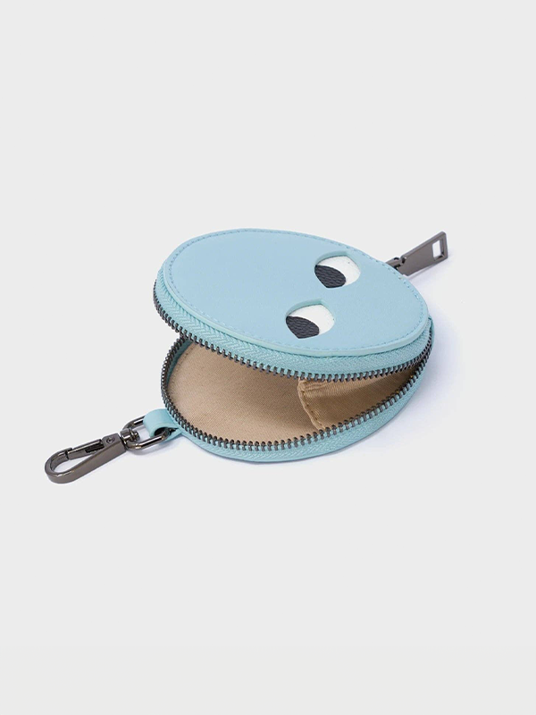 Leather Pouch Charm: Dottie (Light Blue)