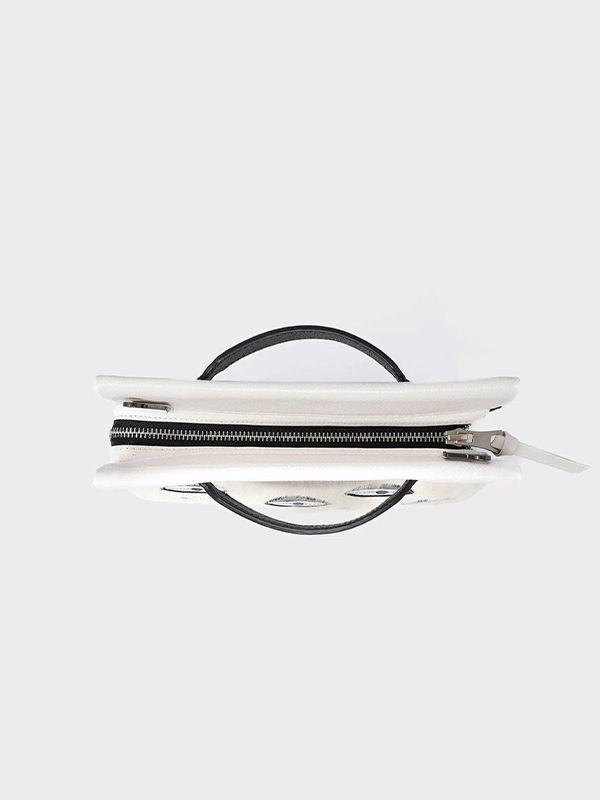 Small Vali Crossbody Cream Leather Bag: Eyes (Cream Fur)