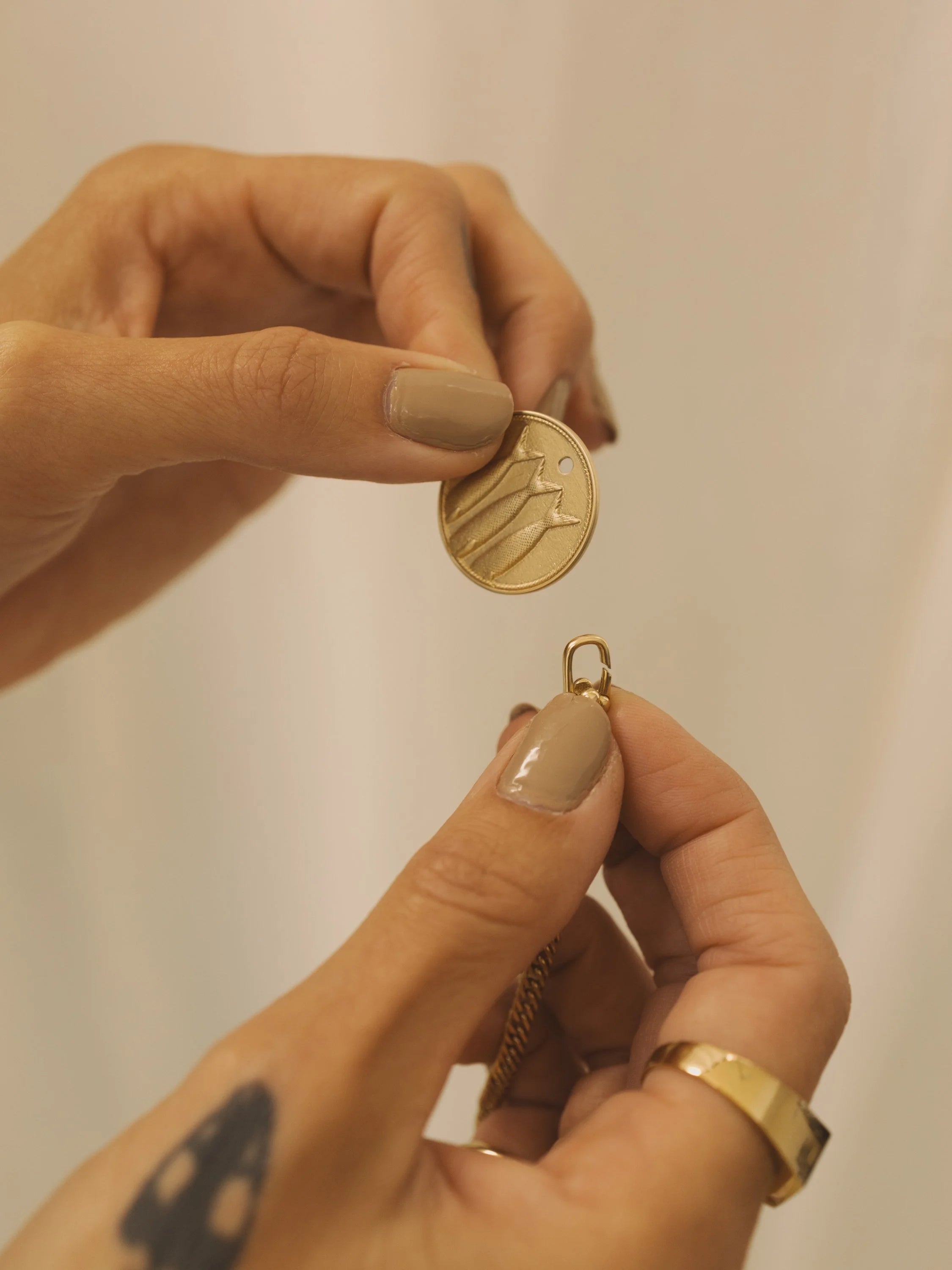 Lil Heads or Tails Necklace: Gold Plated