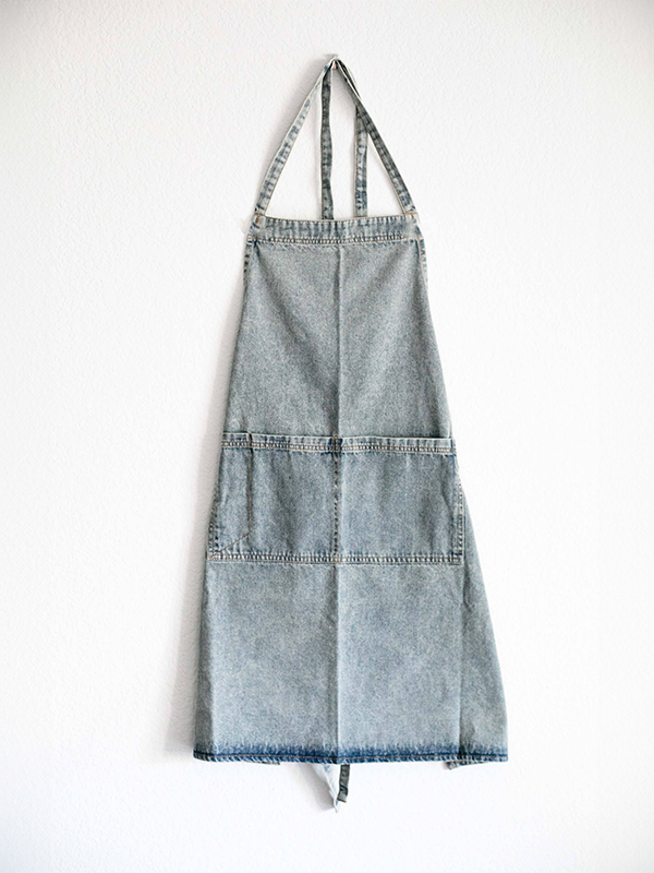 Washed Denim Apron: Light Blue