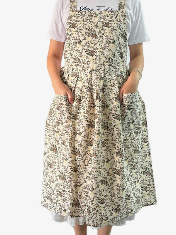 Cotton Flower Apron: White