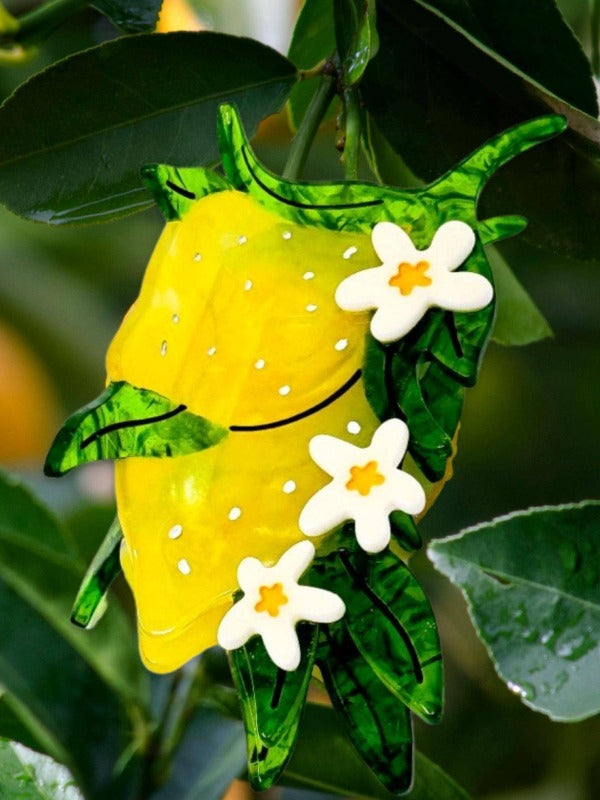 Lemon and Flowers Hair Claw