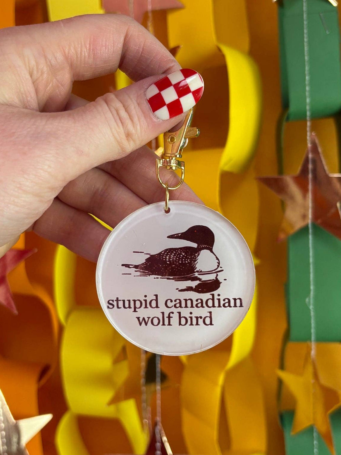 Stupid Canadian Wolf Bird Heated Rivalry Keychain (Round)