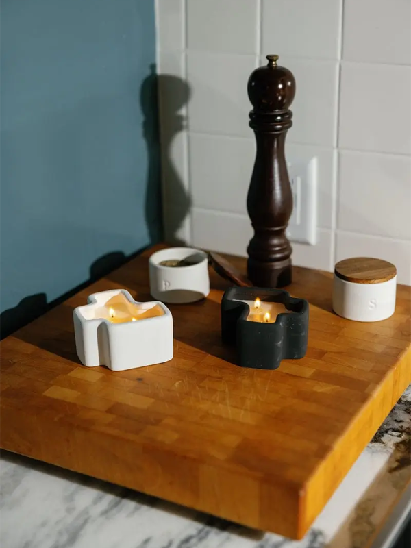 Jigsaw Ceramic Vessel Candles (Set of 2): Salted Air & Smoked Woods