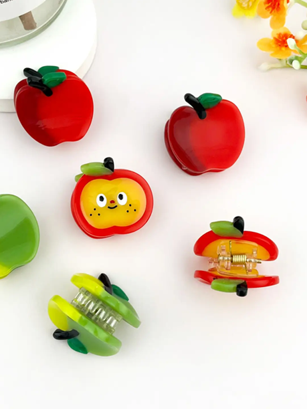 Mini Apple Hair Claw: Yellow/Red