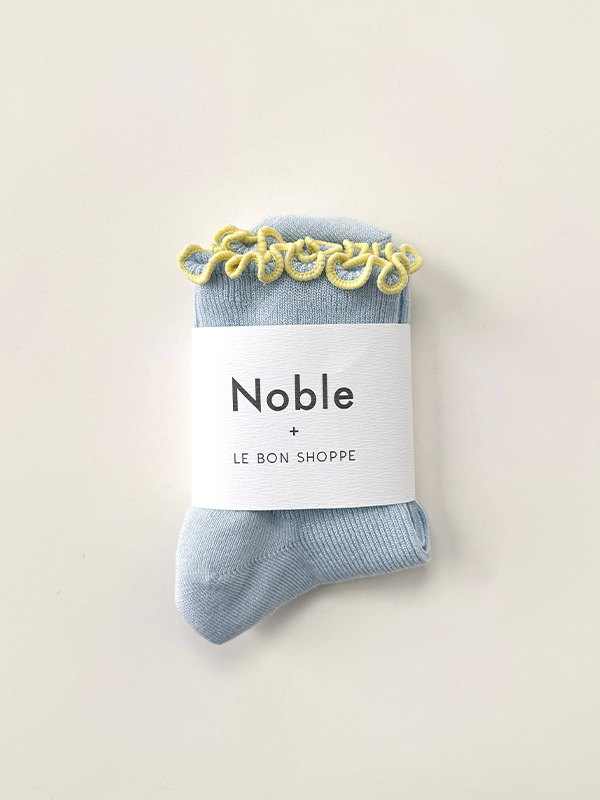 The Petite Ruffled Modal Socks: Baby Blue/Butter