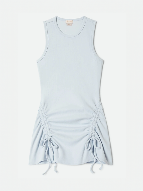 Ribbed Cinch Mini Dress: Blue Aura