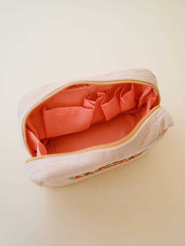 Corduroy Makeup Bag: White Sand