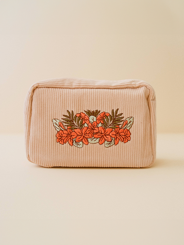Corduroy Makeup Bag: White Sand