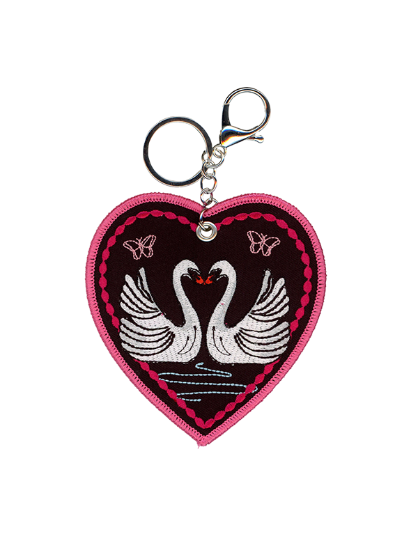Embroidered Bag Charm: Swans