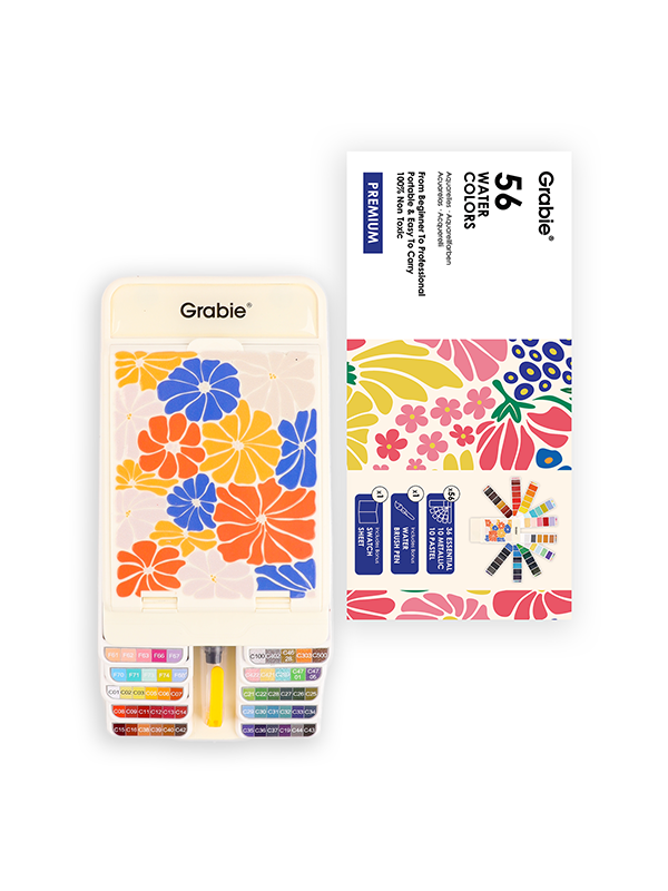 Foldable Watercolor Set Of 56 With Water Brush Pen