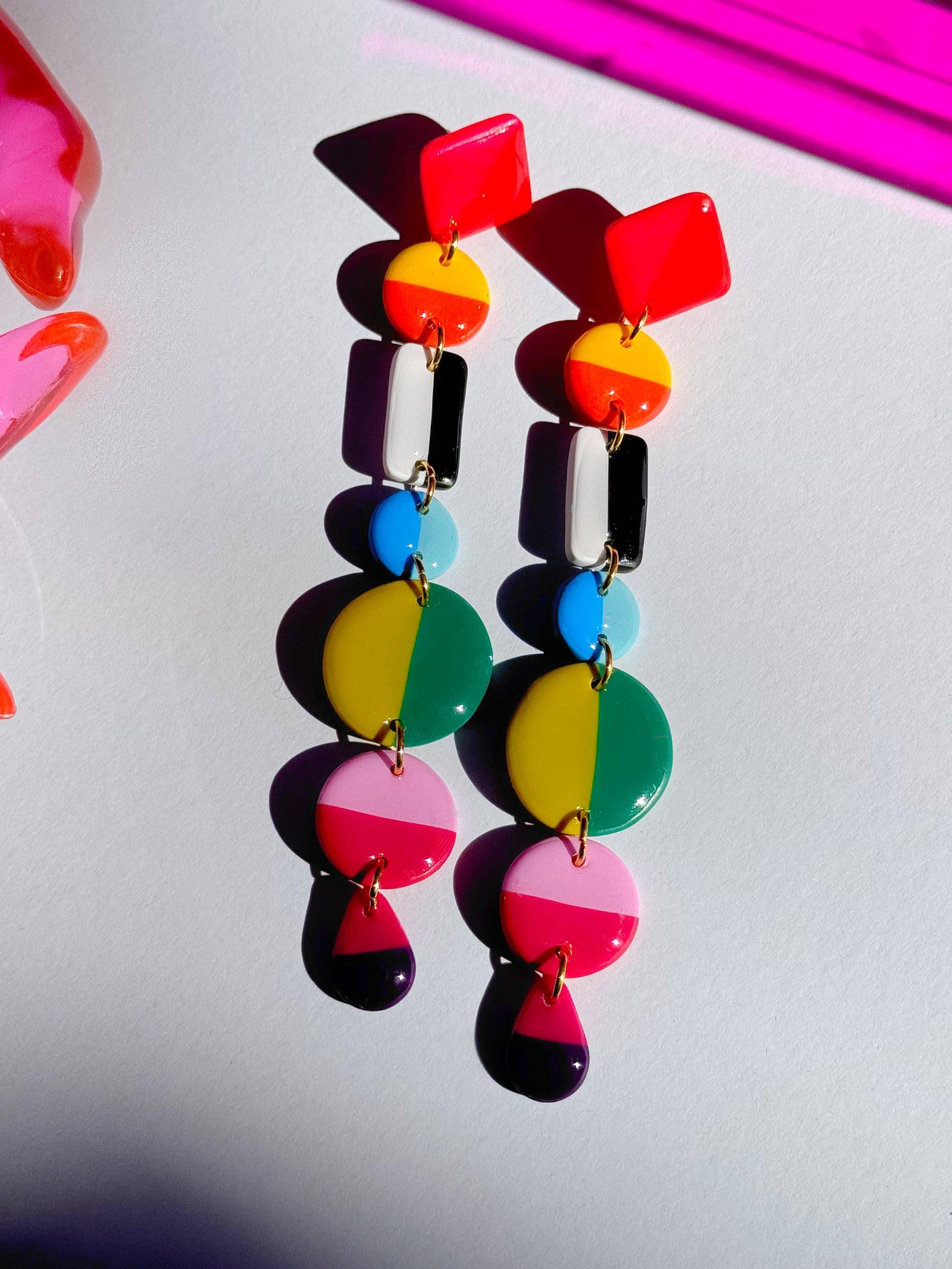 Pink & Red Top Stripe Earrings