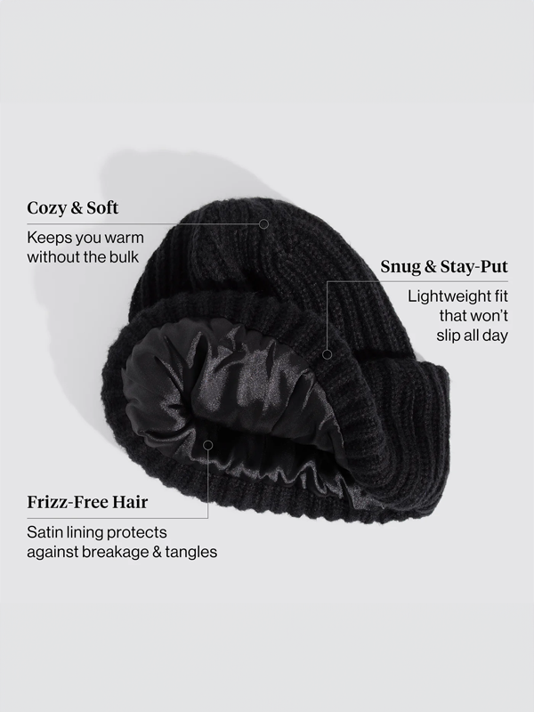 Glazey™ Satin-Lined Beanie: Black