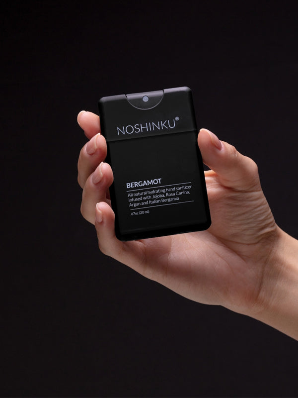 Bergamot pocket hand sanitizer with a refreshing, citrusy scent, packaged in a compact bottle perfect for on-the-go cleaning and a calming, uplifting fragrance.