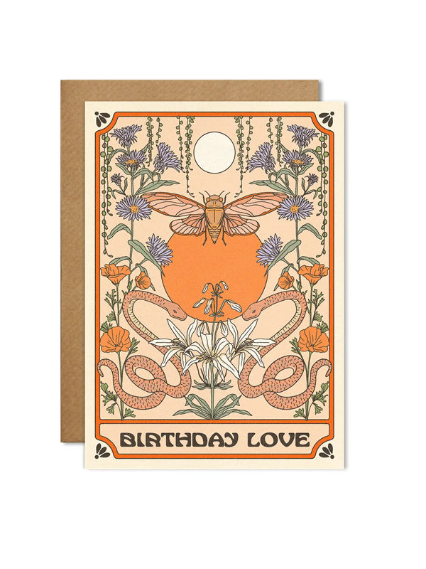 Birthday Love Card: Moths & Snakes