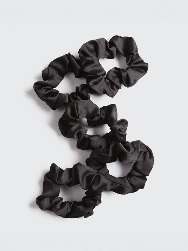 Satin Sleep Scrunchies: Black (Set of 5)